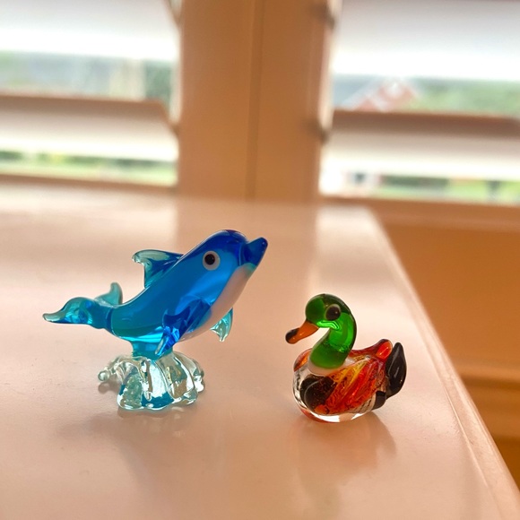 3/$20 Glass Blown Miniature Animals — Dolphin and Mallard Duck - Picture 2 of 5